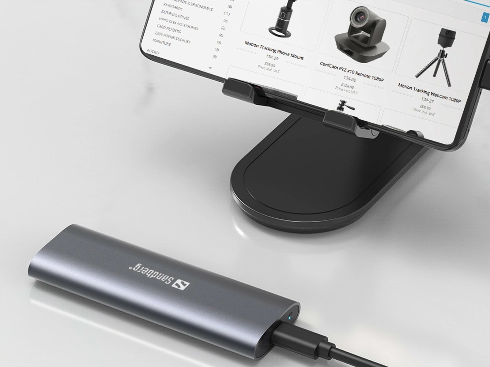 Kasë Sandberg USB 3.2 për SSD M.2+NVMe, 10 Gbit/s, e zezë