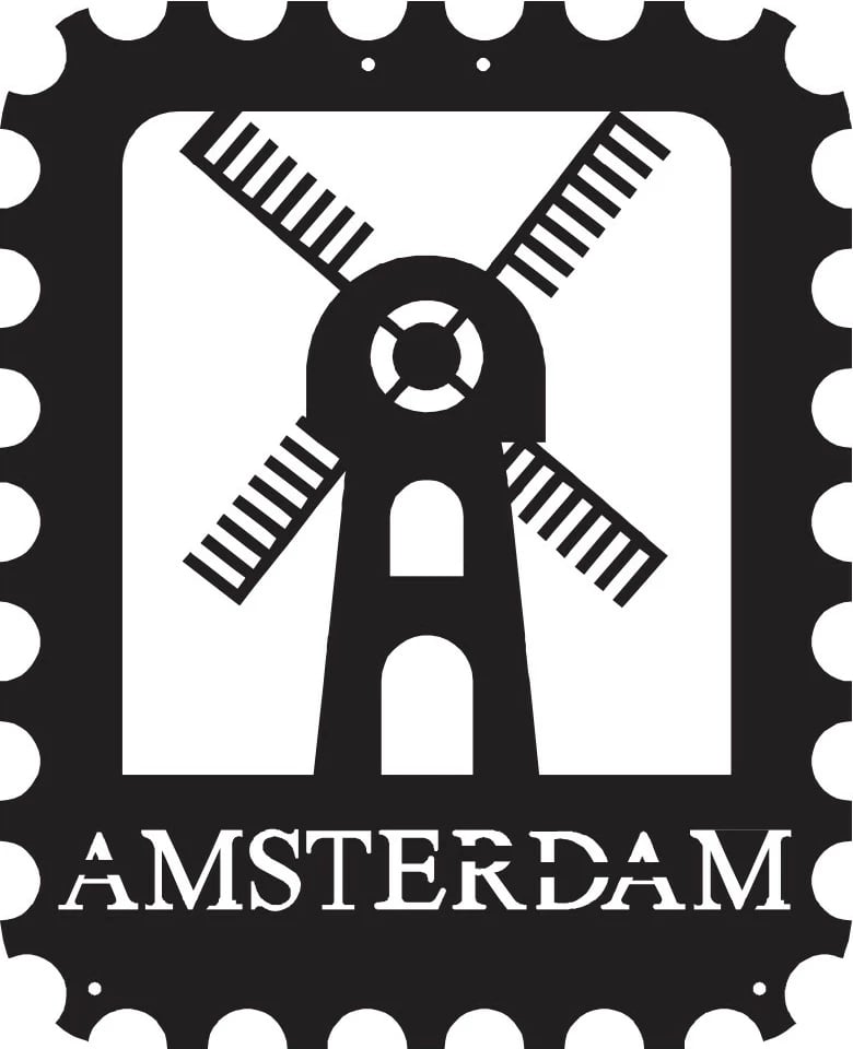 Aksesor dekorativ metalik për mur, Wallity, Amsterdam Stamp