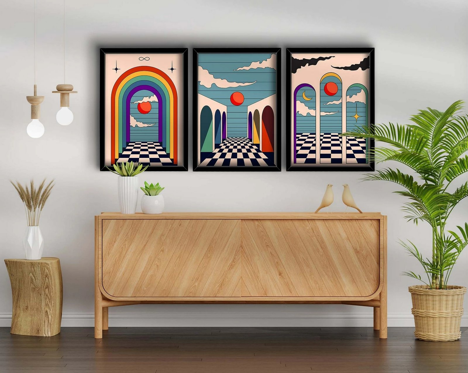 Pikturë dekorative me kornizë MDF (3 copë), Wallity, 3p3752softct-012