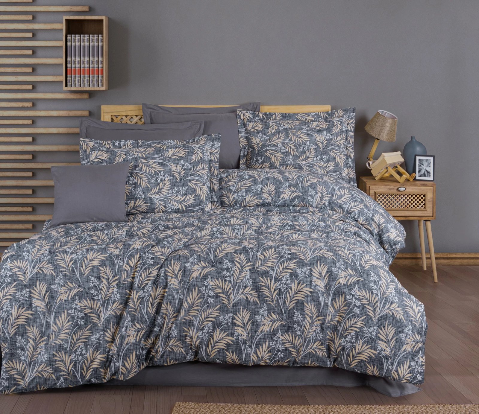 Set mbulesë për jorgan King Ranforce, L'essentiel, ngjyrë gri/bezhë/e bardhë