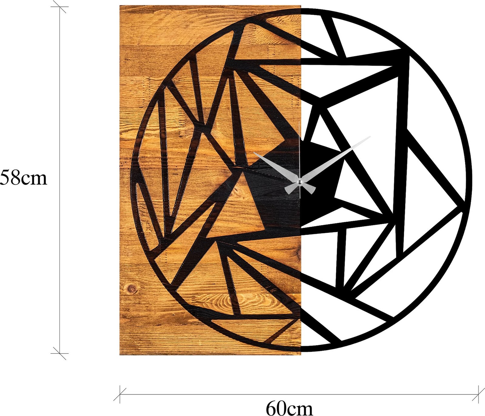 Orë muri dekorative prej druri Wallity, ngjyrë arre dhe e zezë, 60x3x58cm
