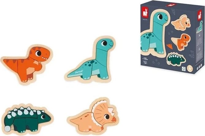 Lodër set puzzle Janod, 4 pjesë, shumëngjyrëshe