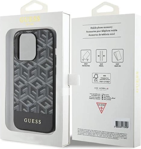 Mbështjellës Guess G Cube Stripes MagSafe për iPhone 15 Pro, i zi