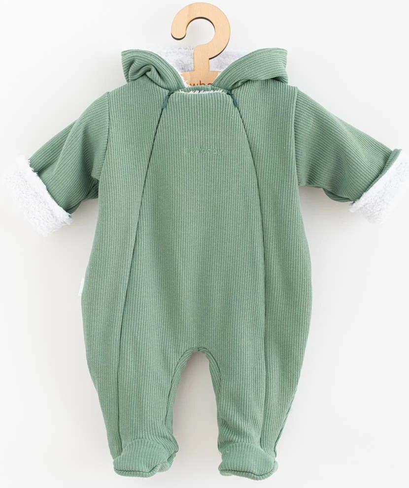 Kombinezon dimri bebe, New Baby Frosty, madhësi 68 (4-6 muj), me kapuç, i veshur me wellsoft, jeshile mente