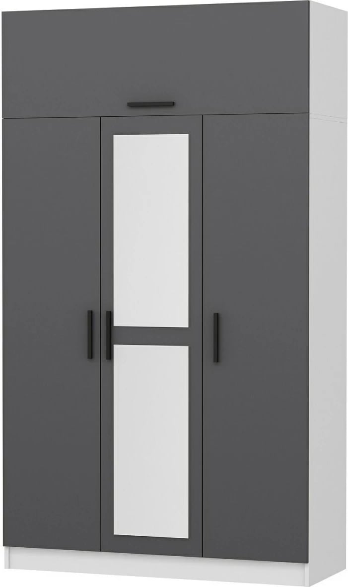 Dollap Skye Decor, 3 kapak, anthracite, i bardhë, 255cm