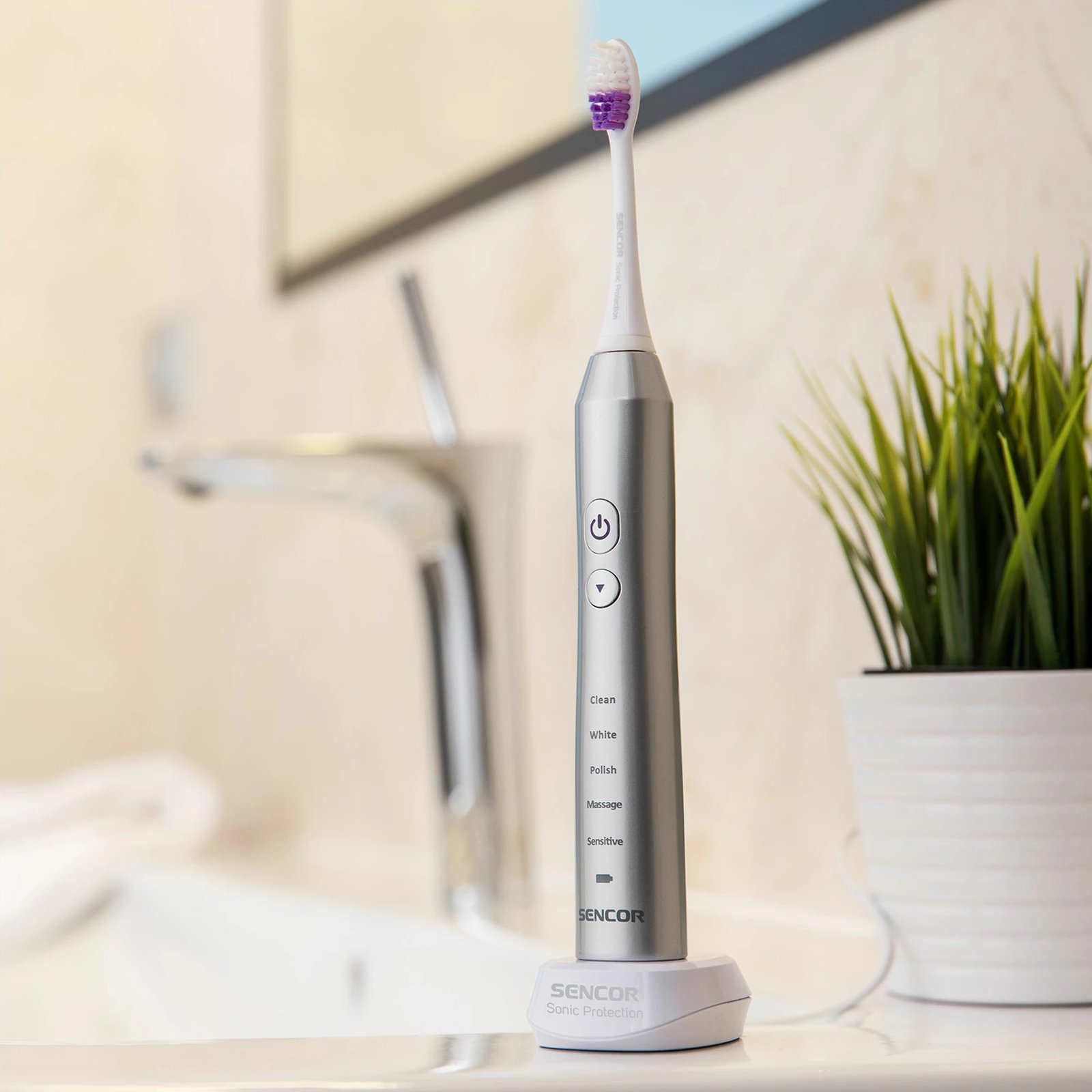 Furçë elektrike për dhëmbë Sencor Sonic SOC 3200SL, e bardhë/ Hiri