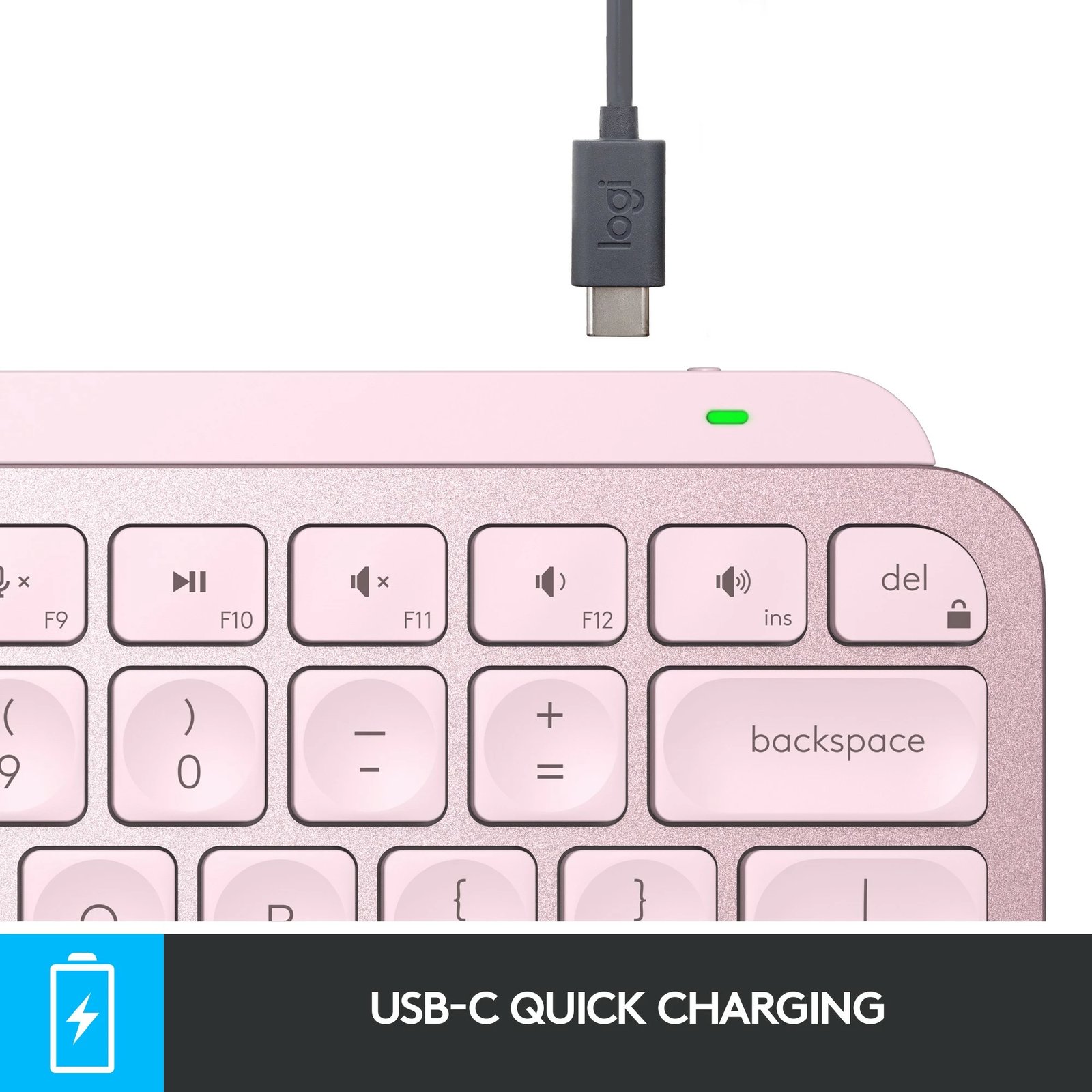 Tastierë wireless Logitech MX Keys Mini, me ndriçim, rozë