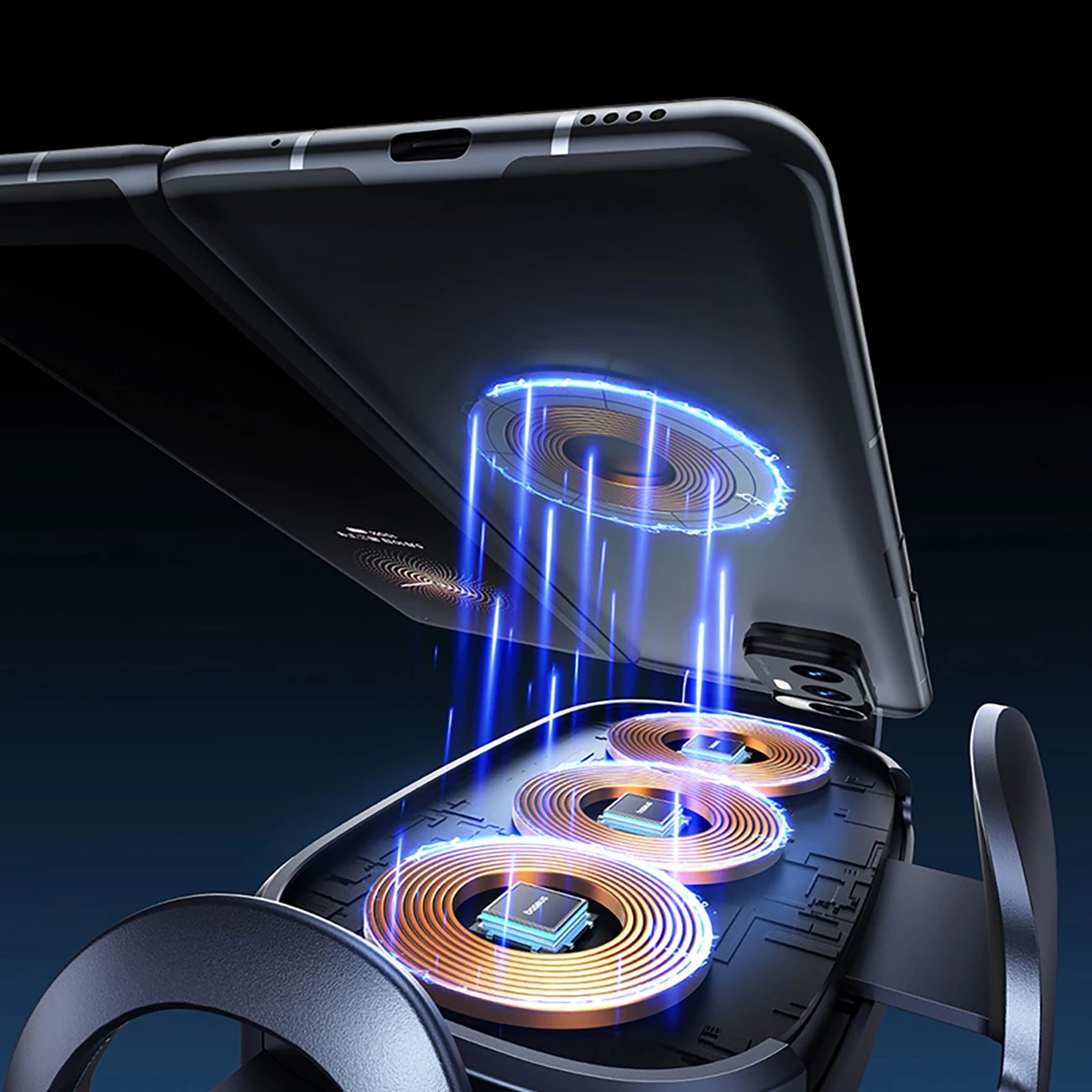 Mbajtës elektrik Baseus LightChaser BS-CM029 me karikues pa tela 15W, për veturë, i zi