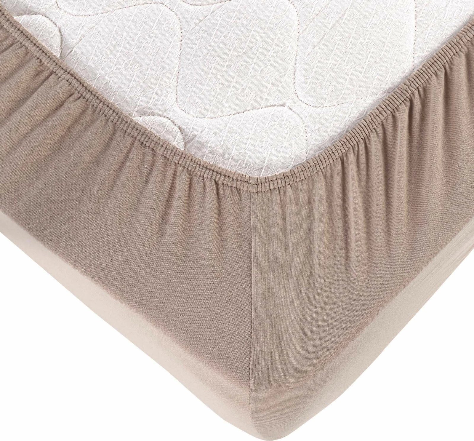 Çarçaf i madh single, jersey, ngjyrë kapuçino, L'Essentiel Linge de Maison