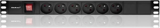 Listë elektrike për RACK Qoltec 54470, 1U, 6x Type E, 2m, e zezë