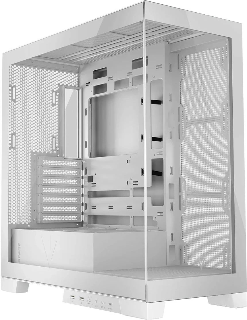 Kasë MODECOM Volcano Space MIDI, ATX, ITX, Micro ATX, ARGB, xham i temperuar, e bardhë