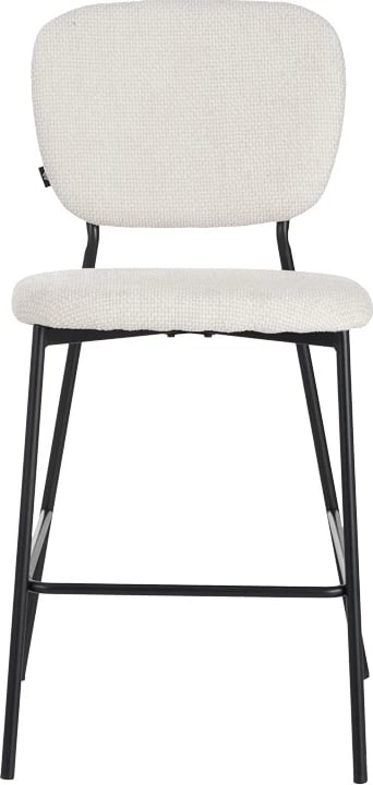 Karrige për bar Cathair, pëlhurë bouclé, ngjyrë bezhë, këmbë metalike të zeza, 48x54x100cm