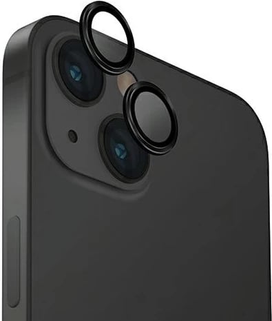 Mbrojtës lentash UNIQ Optix Glass Aluminum për iPhone 15 / 15 Plus, i zi