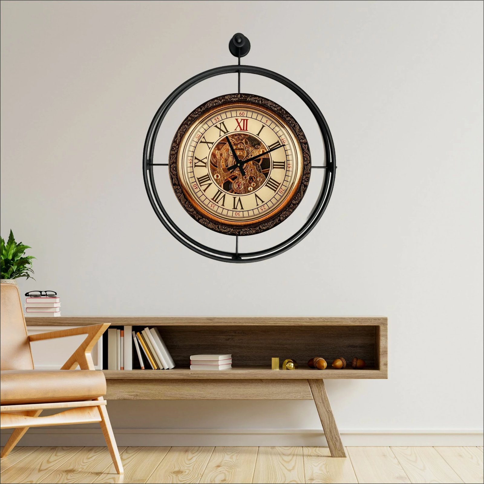 Orë muri dekorative prej metali, Wallity, Mclock-00128, e zezë