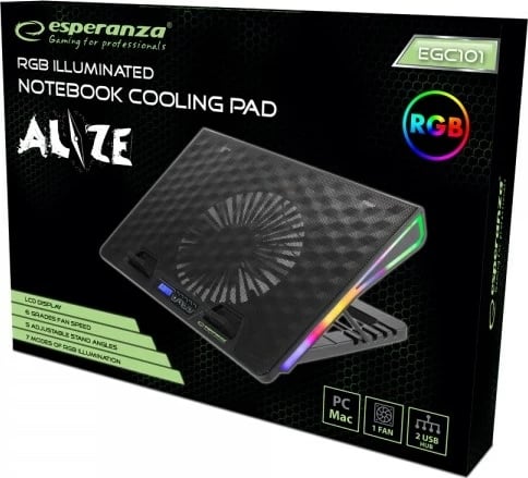 Ftohës për laptop Esperanza, 17", EGC101, 800 RPM, i zi