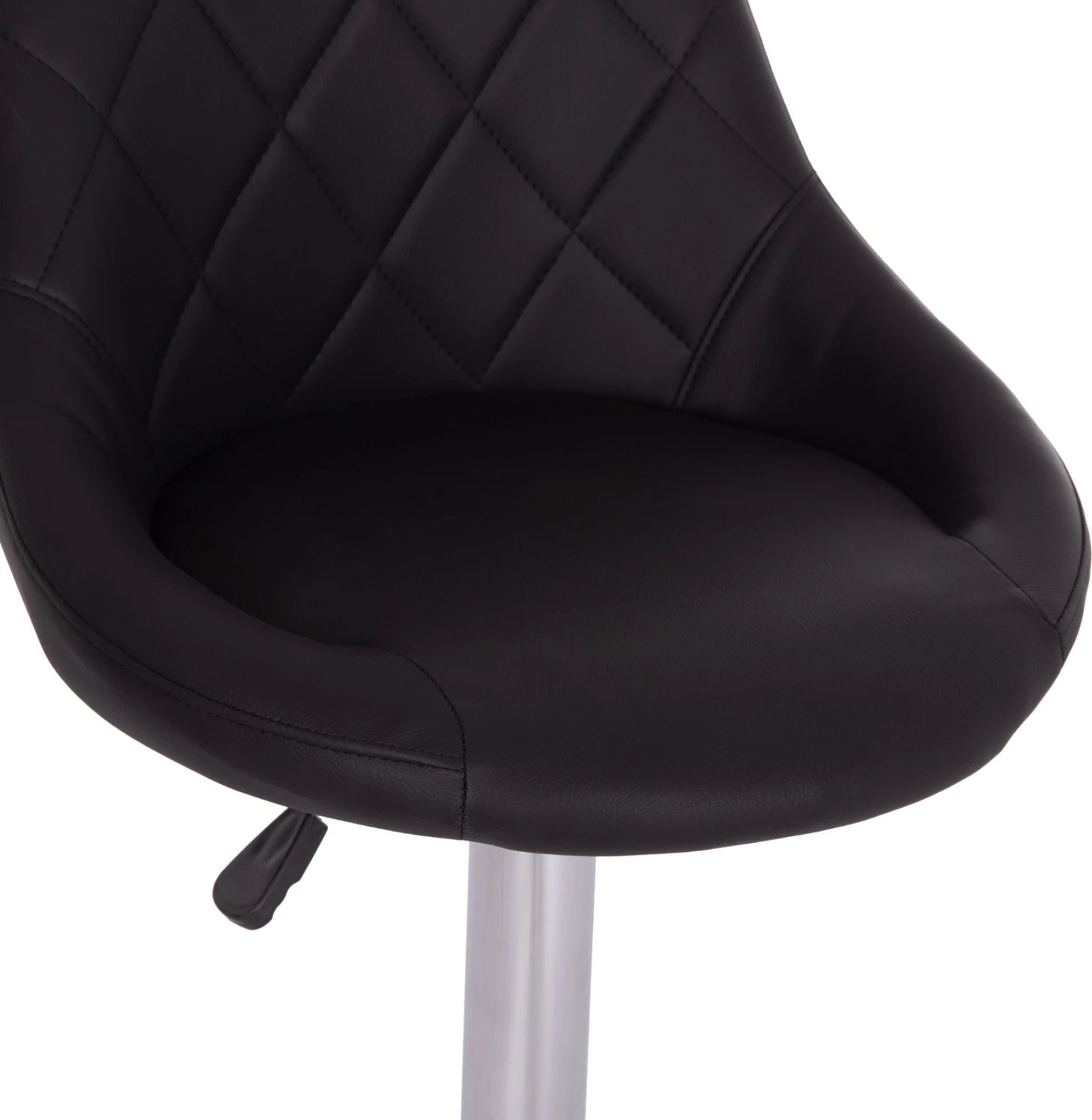 Karrige për bar ROSE, bazë dhe sustë kromi, lëkurë PU e zezë, 48x45x105cm, set prej 2 copash