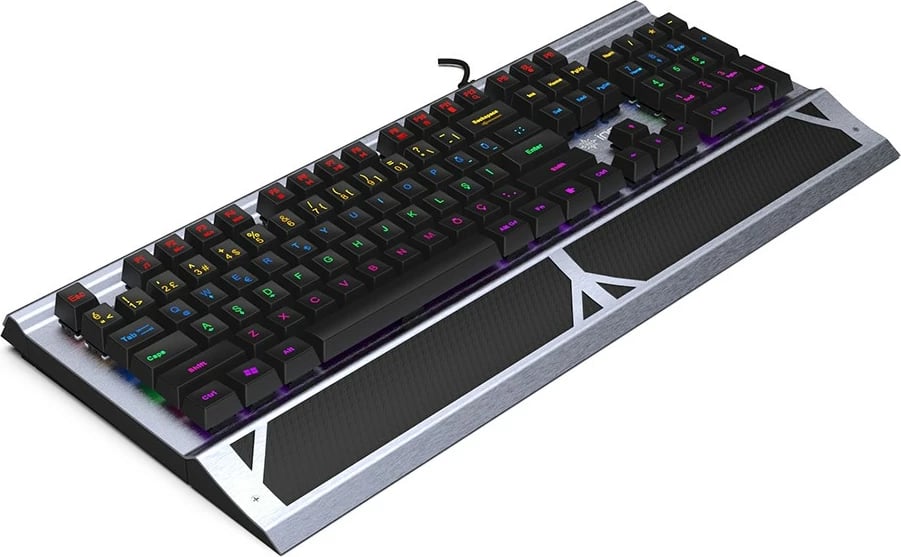 Tastierë mekanike gaming Incase IKG-444, RGB, full-size, layout gjerman, gri