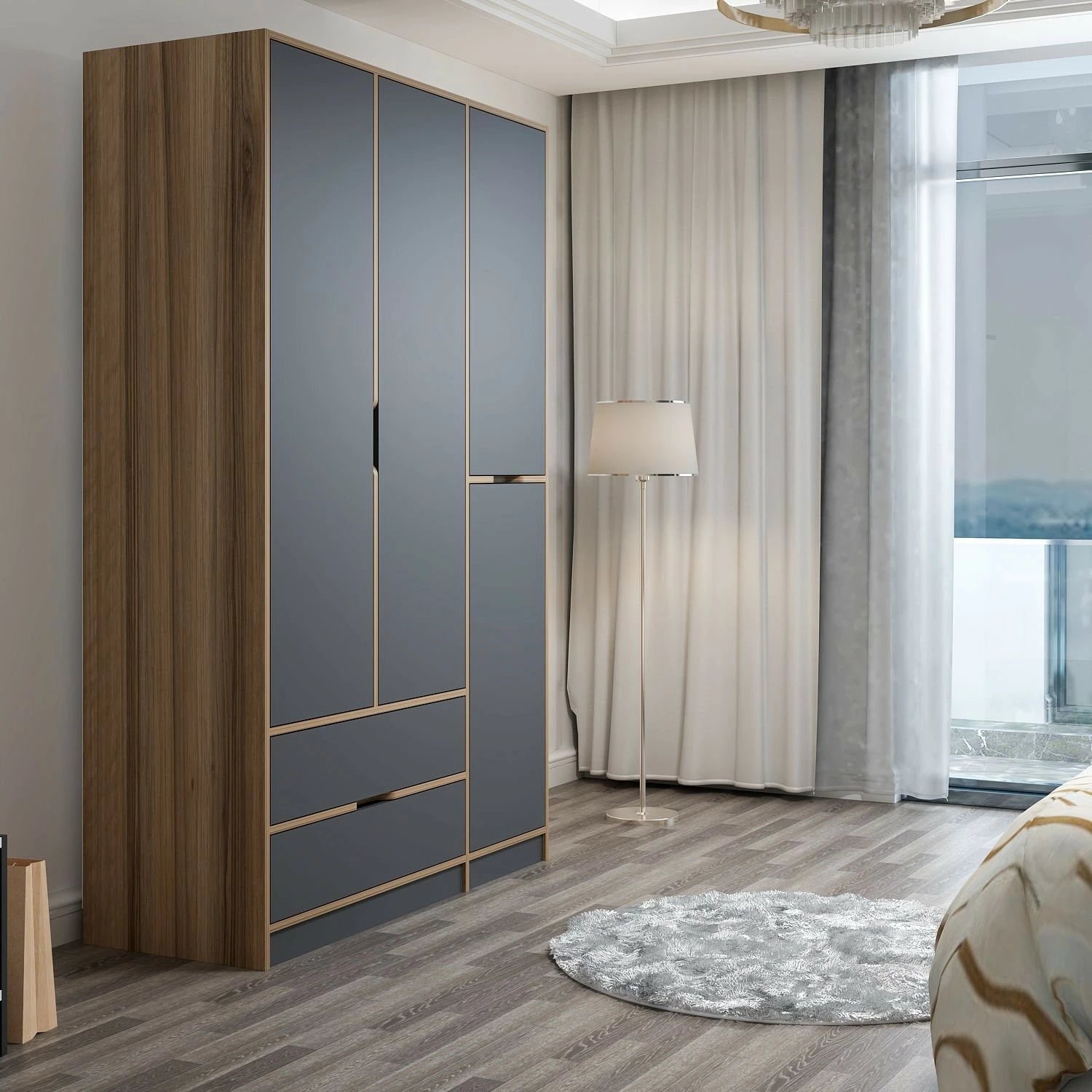 Dollap Hanah Home, Elina, anthracite-dore, 140x208x52cm