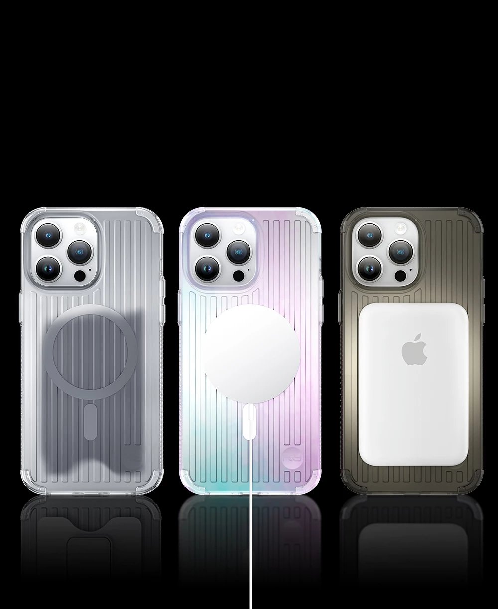 Mbështjellës Kingxbar PQY Go Out Series për iPhone 14, MagSafe, i zi, transparent