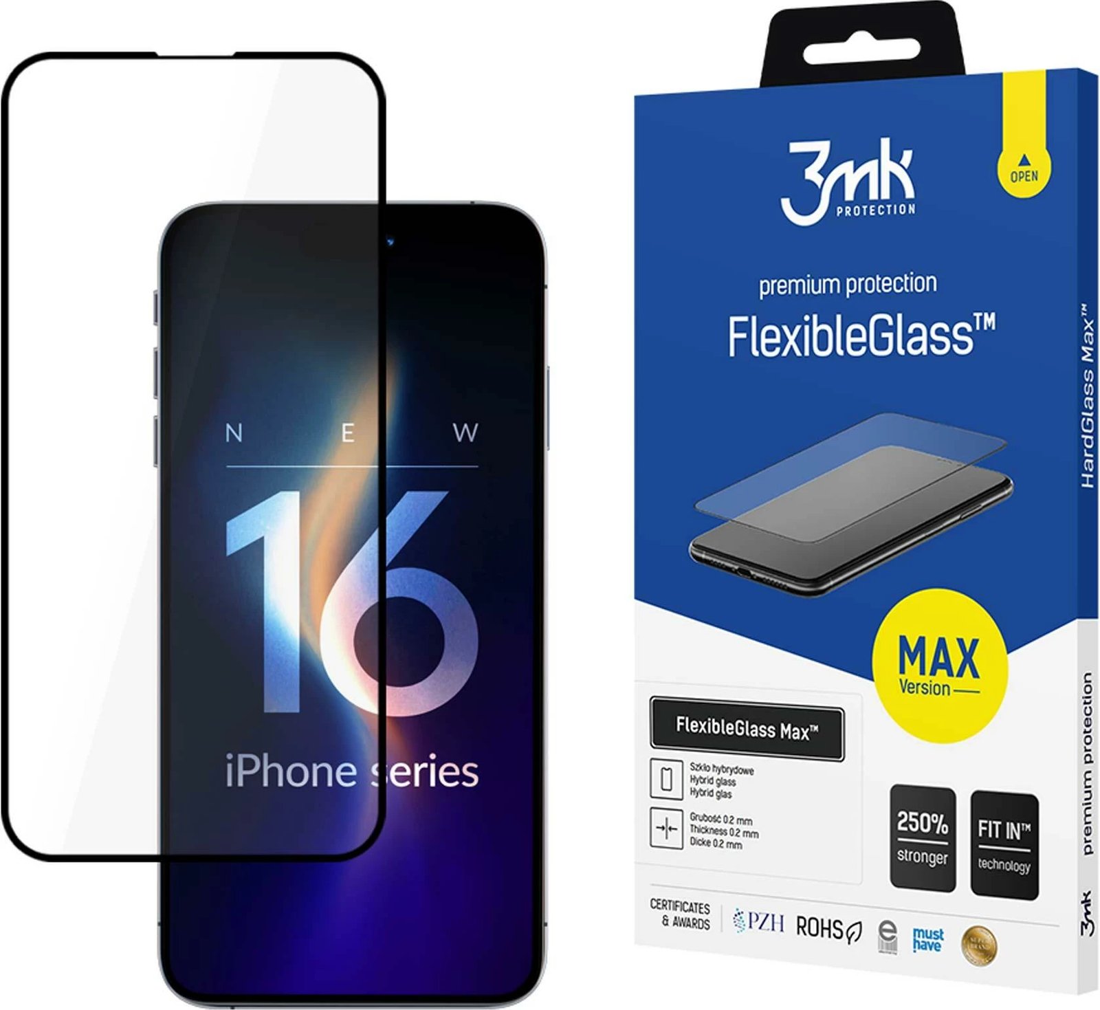Mbrojtës ekrani hibrid 3mk FlexibleGlass Max për iPhone 16 Pro Max