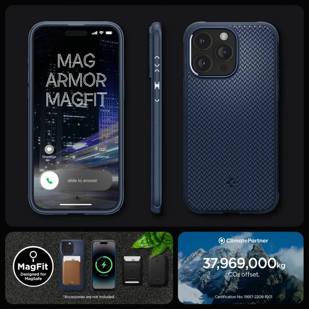 Mbështjellës Spigen Mag Armor MagSafe për iPhone 15 Pro Max, Blu