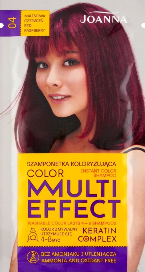 Shampo ngjyruese për flokë Joanna Multi Effect Color 04 Raspberry Red për femra, 35g