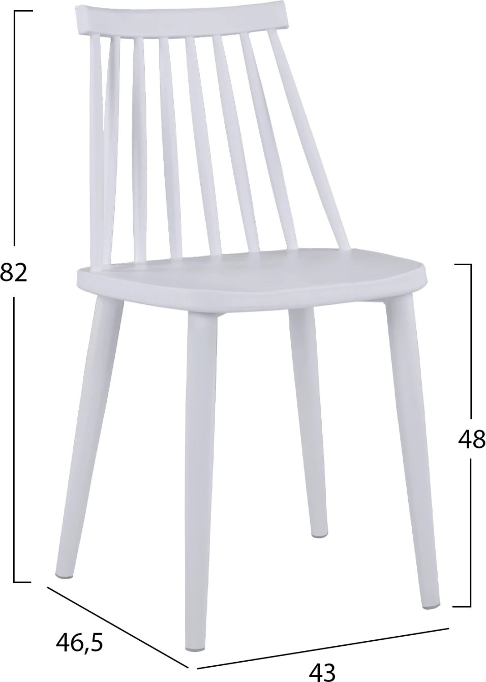 Karrige ngrënieje VANESSA e bardhë me këmbë metalike të bardha 43x46,5x82 cm., set prej 4 copë