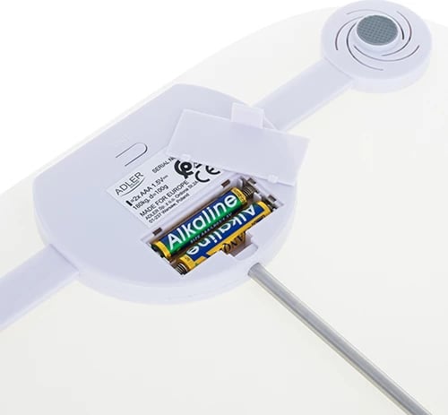 Peshore banjoje, Adler AD8176, kapacitet 180 kg, platformë xhami të temperuar 6 mm 300x300 mm, ekran LED, e bardhë