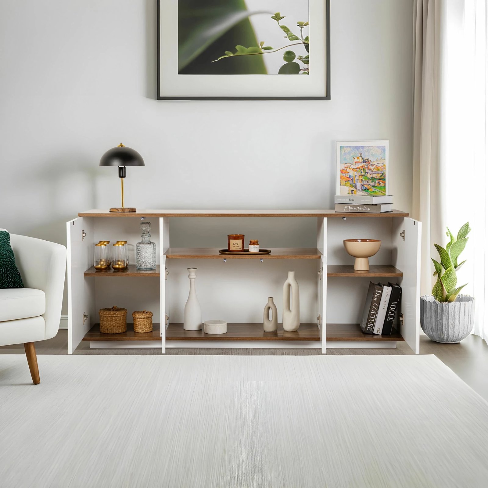 Konsolë Skye Decor, e bardhë, arrë, Arista