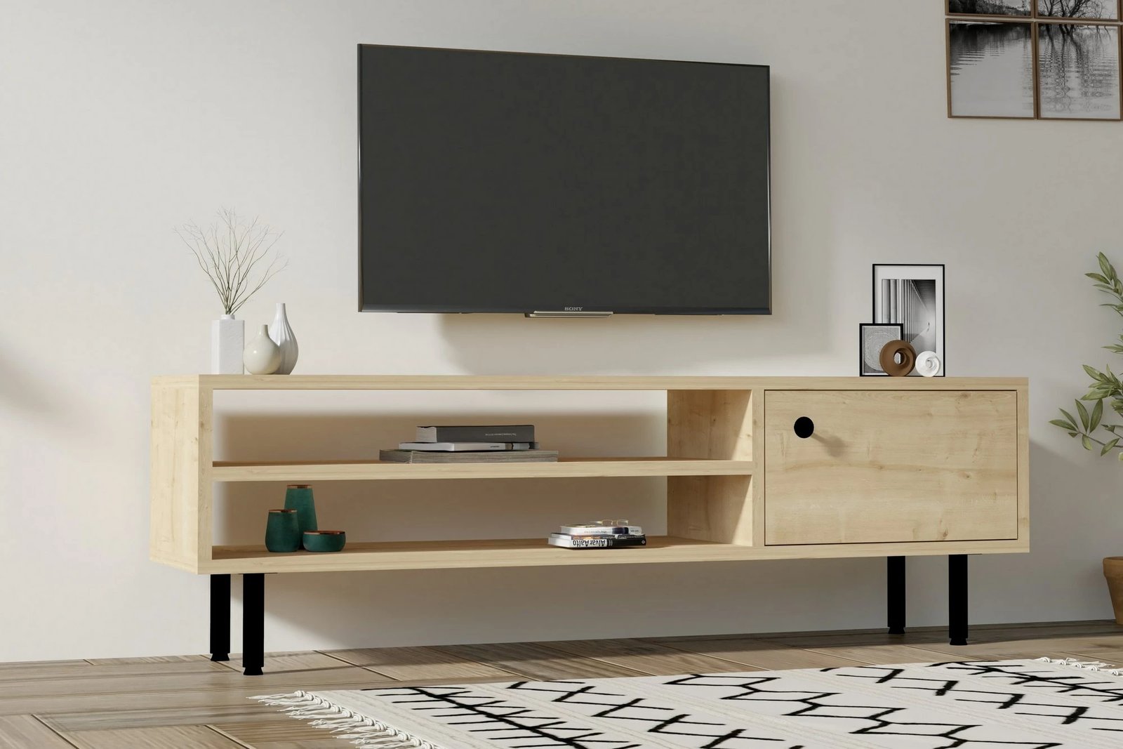 Konsolë TV Hanah Home, ngjyrë lis Sapphire Oak, 120x38x30cm Konsolë TV Hanah Home, ngjyrë lis Sapphire Oak, 120x38x30cm