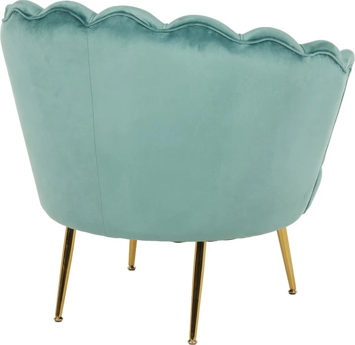 Fotel Daimon kadife, ngjyrë fëstëku, këmbë ari, 79x74x78cm