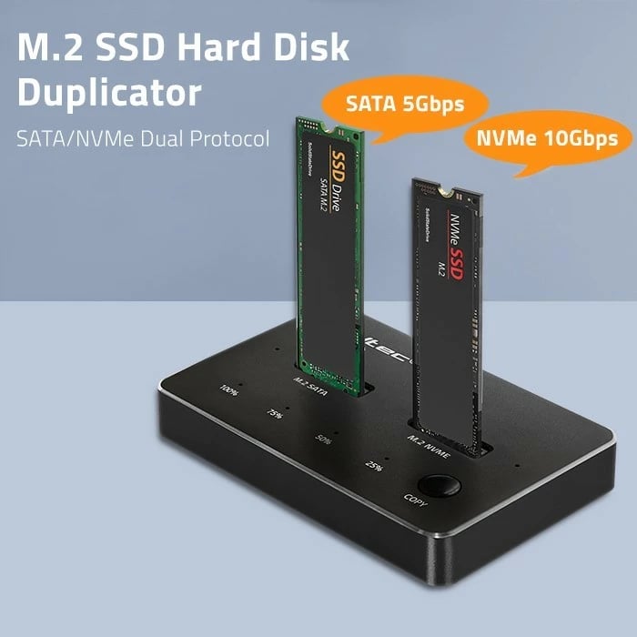 Stacion dokimi SSD M.2 Qoltec 52274, NVMe/SATA, USB-C, 2x2TB, i zi