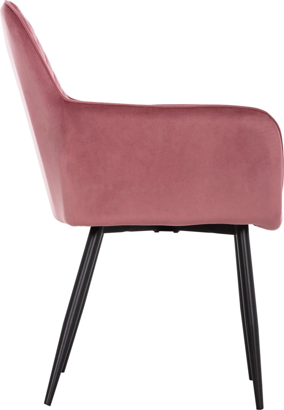 Karrige ngrënieje me krahë LATRELL, kadife rozë e zbehtë, këmbë metalike të zeza, 54x57x84cm, set prej 2 copash