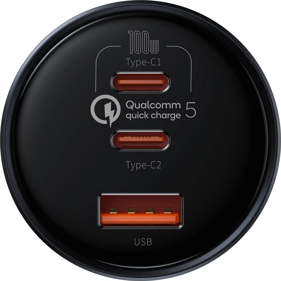Karikues veture Baseus TZCCZM-0G, 160W, 3 porta (USB-A/2x USB-C), QC 5/PD/PPS, i zi