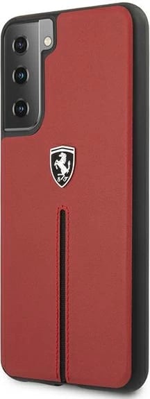 Mbështjellës Ferrari Off Track për Samsung Galaxy S21, lëkurë natyrale, kuq