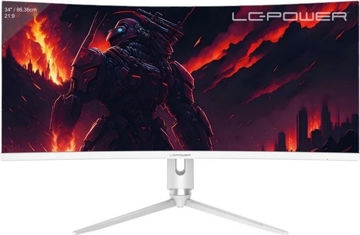 Monitor LC-Power LC-M34-Q-C-PRO 34 inç, UltraWide Quad HD, 165Hz, FreeSync Premium, i bardhë