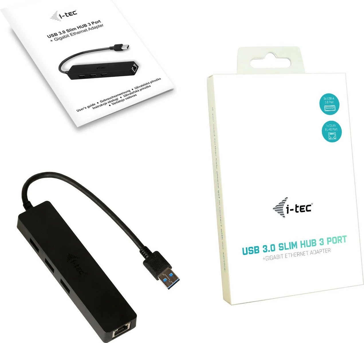 USB HUB me 3 porta + Gigabit Ethernet, i-tec Advance, VIA VL813/ASIX AS88179, i zi