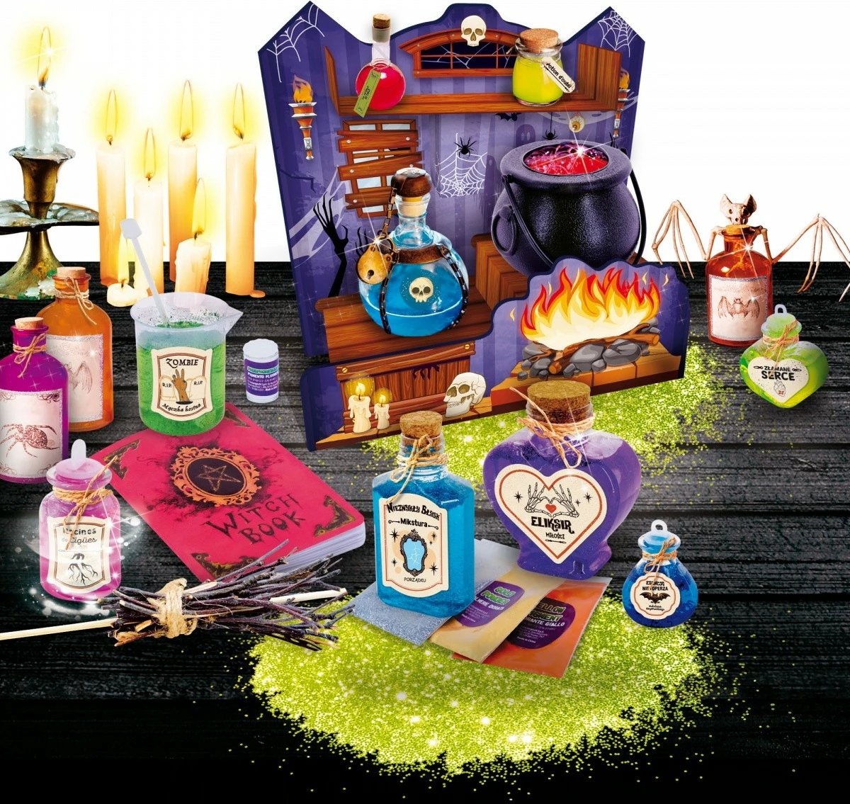 Set eksperimentesh shkencore, Lisciani, Crazy Science Witch's House 304-PL100255, edukativ për fëmijë 7+, pa bateri, set