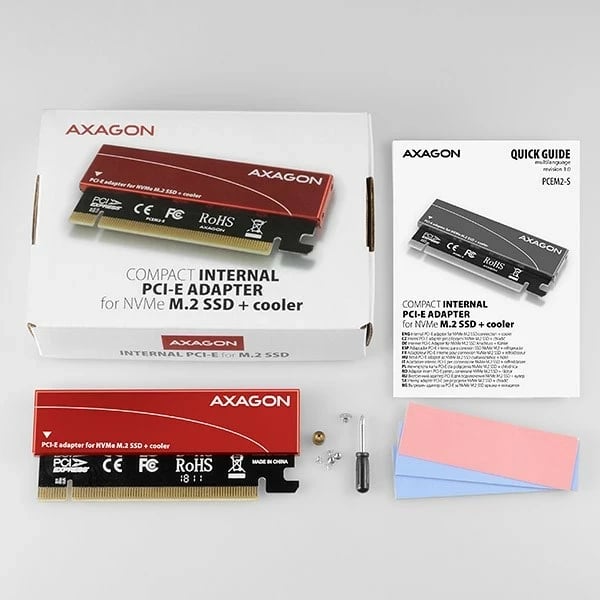 Adapter PCIe AXAGON PCEM2-S për SSD NVMe M.2, i zi