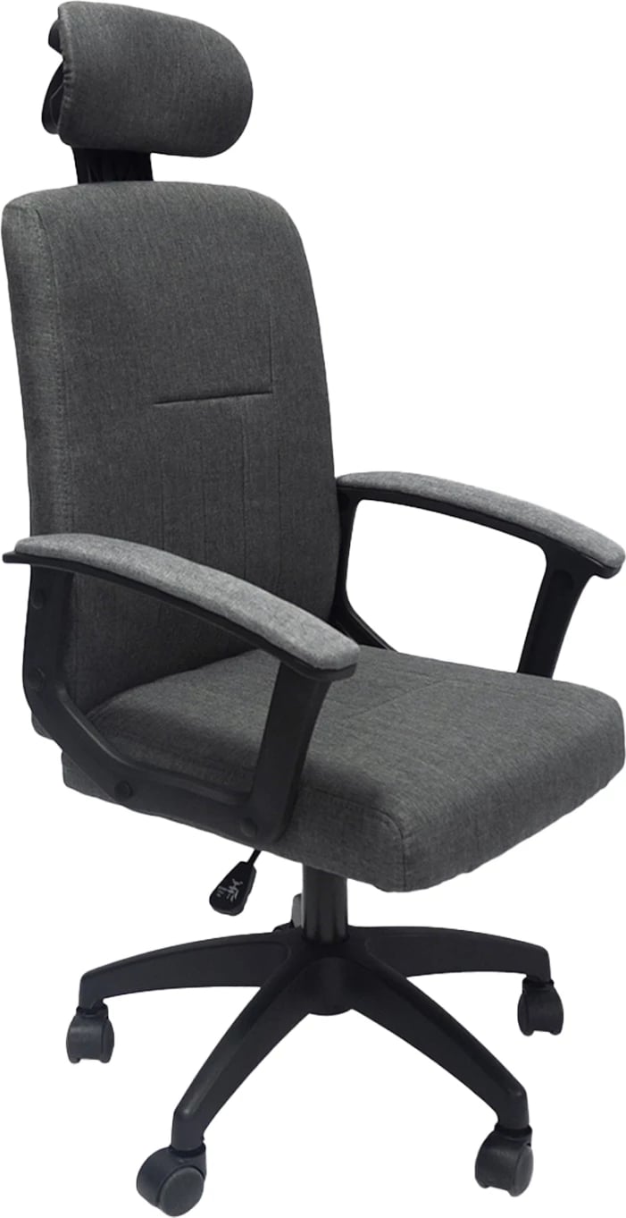 Karrige zyre NIMBLE FH1199.12, pëlhurë gri, kornizë dhe bazë najloni e zezë, 51x61x130H cm