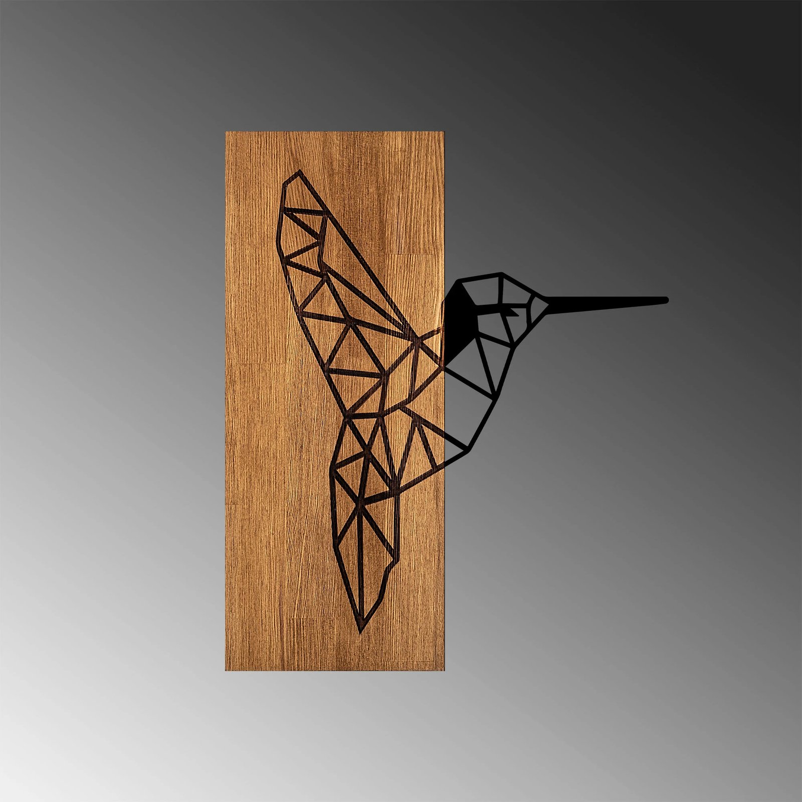 Aksesor dekorativ muri prej druri, Wallity, MA-286, ngjyrë arre dhe e zezë