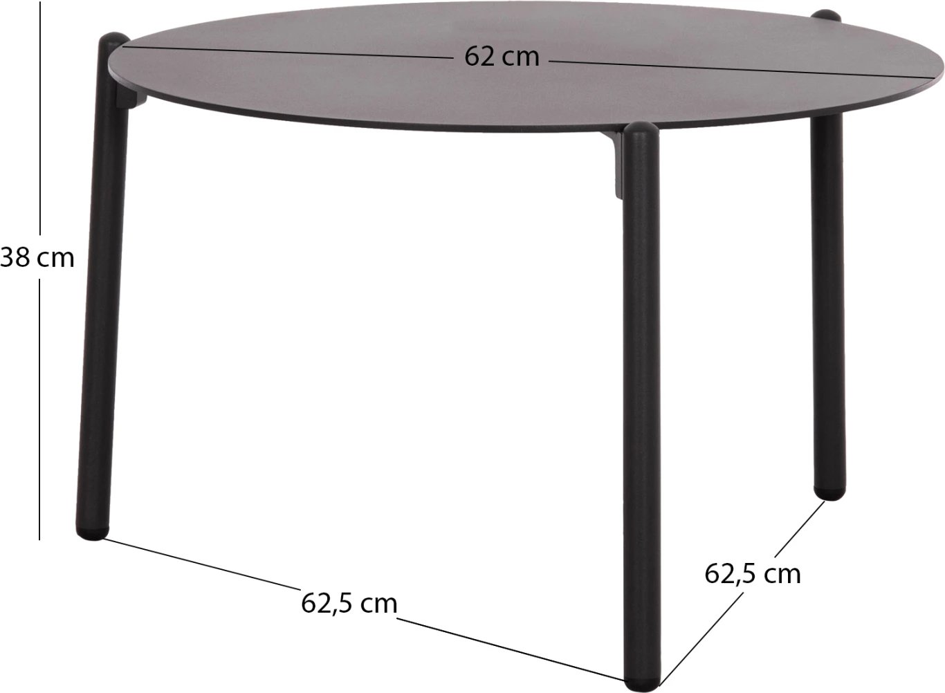 Tavolinë anësore alumini, ngjyrë qymyr, ALBERTA CD6357.02, 62.5x62.5x38 cm