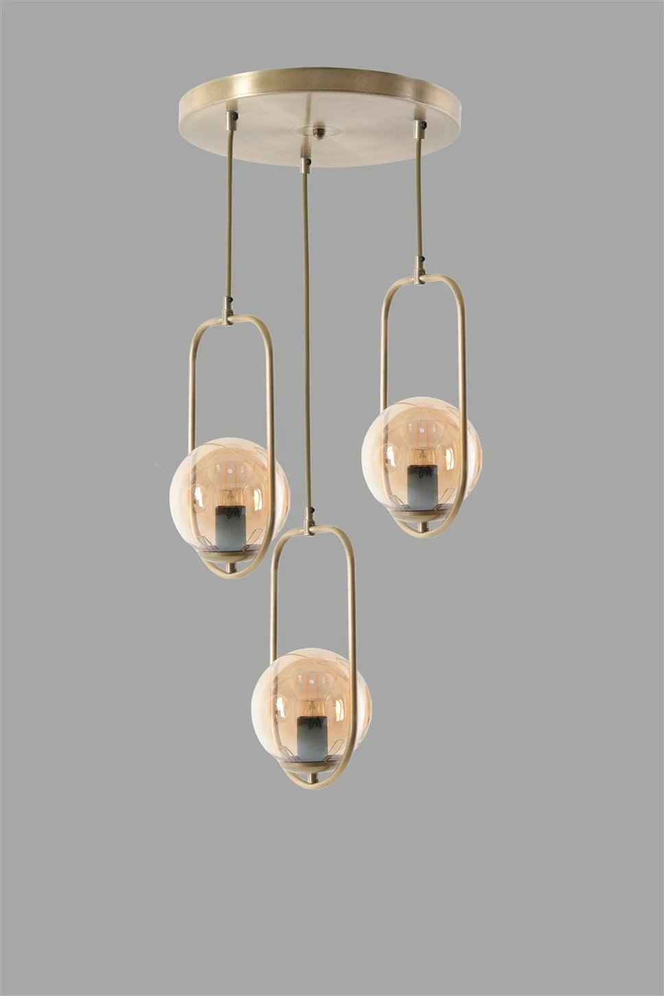 Llambë tavani Opviq, bakri, 3 llamba, balonë, stil klasik