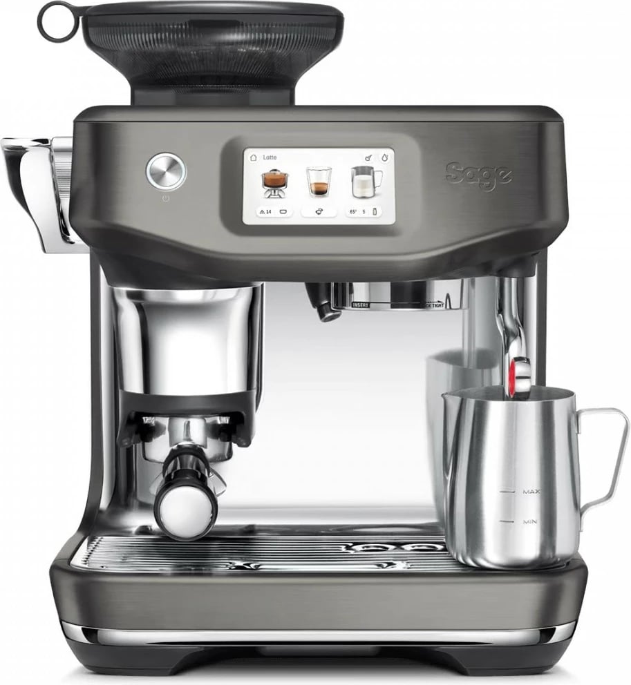 Aparat kafeje espresso Sage SES882BST, mulli i integruar, ekran me prekje, black inox