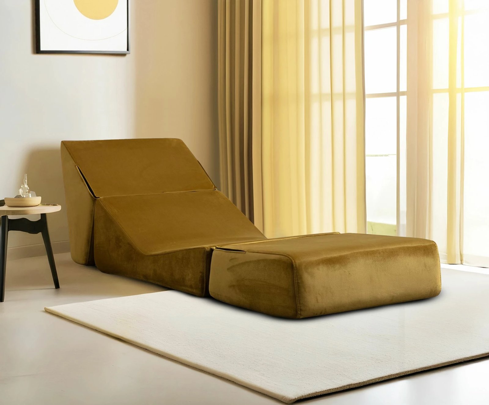 Krevat-kolltuk një vendësh Atelier del Sofa, Origami Convertable, ngjyrë mustard
