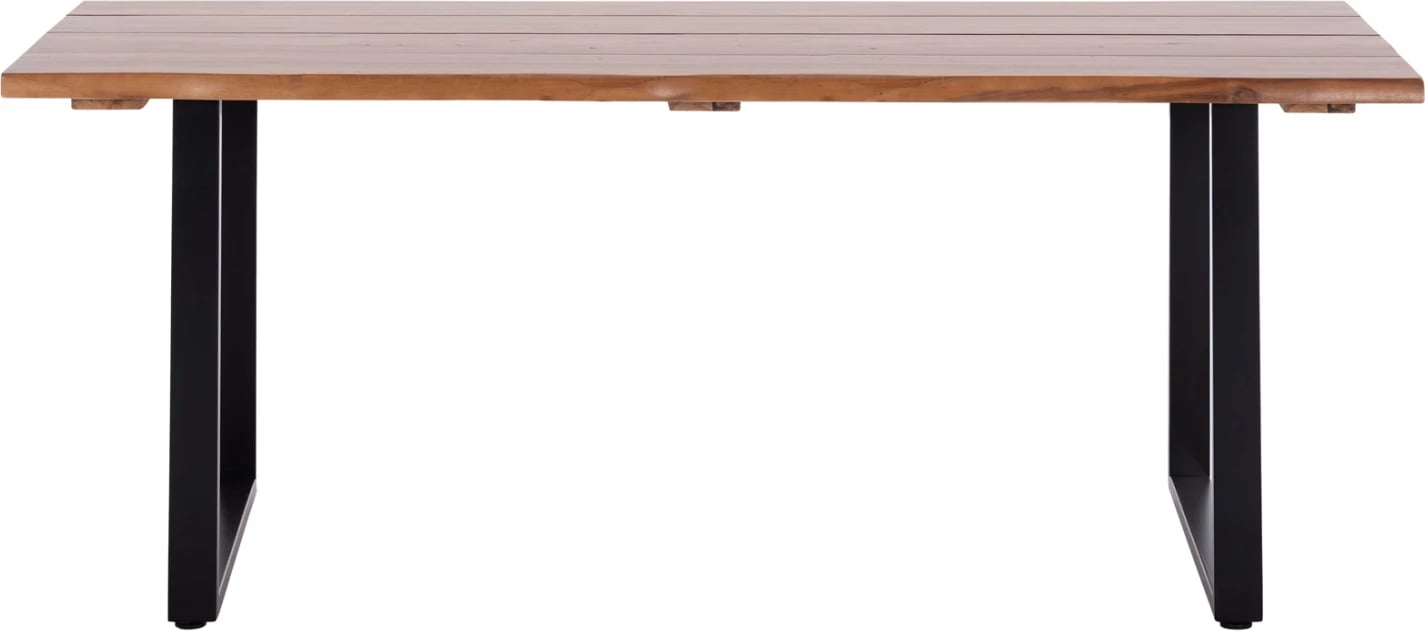 Tavolinë ngrënie për jashtë FRIGGO, dru akacie natyrale, këmbë metalike, 200x100x76cm
