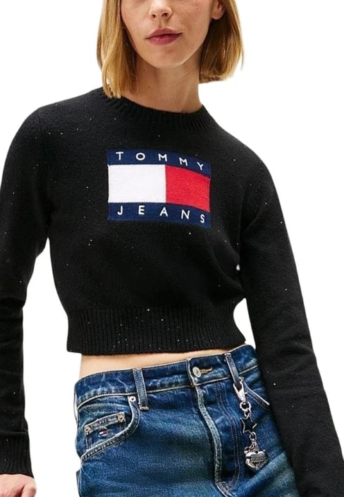 Xhemper femra Tommy Hilfiger Jeans i zi