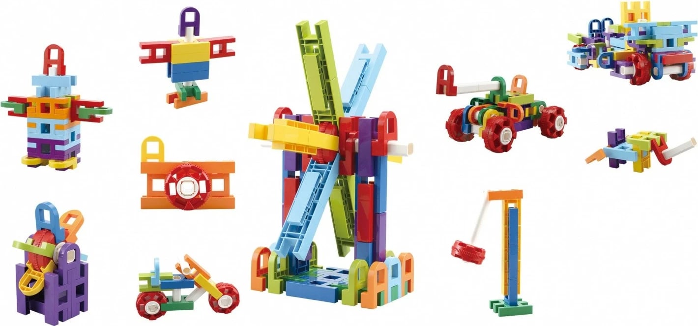 Blloqe ndërtimi plastike ASKATO Little Genius, 62 elemente, shumëngjyrëshe, set