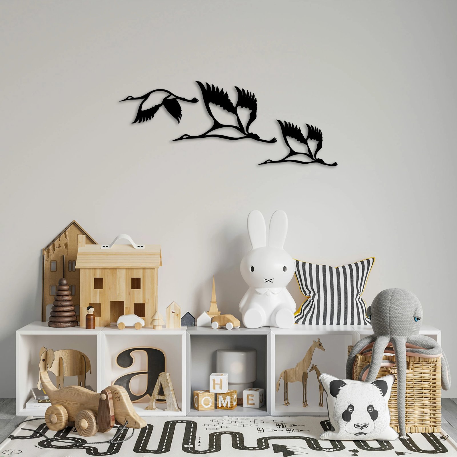 Aksesor dekorativ metalik për mur, Wallity, lejlekë, 287