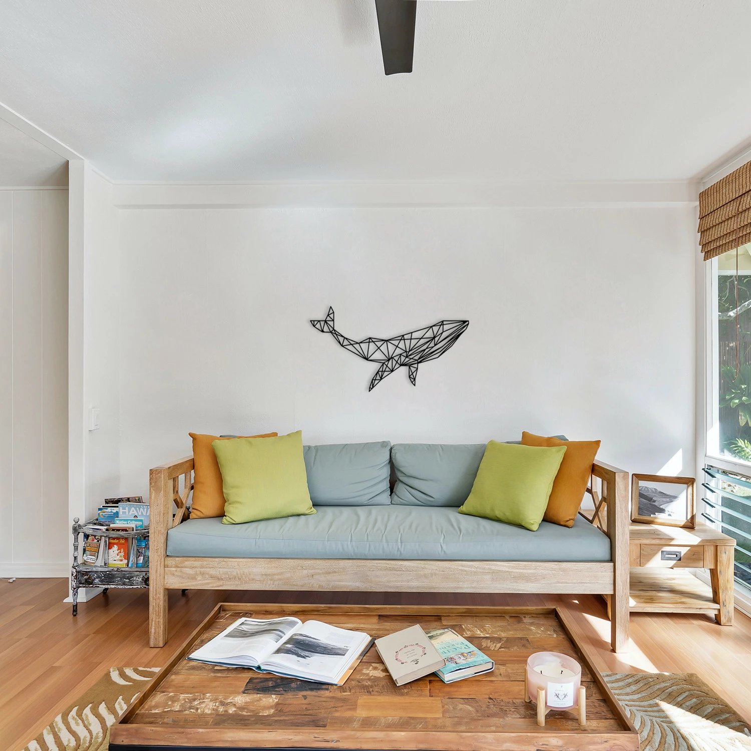 Aksesor dekorativ metalik për mur, balenë, Wallity, e zezë, 56x31cm